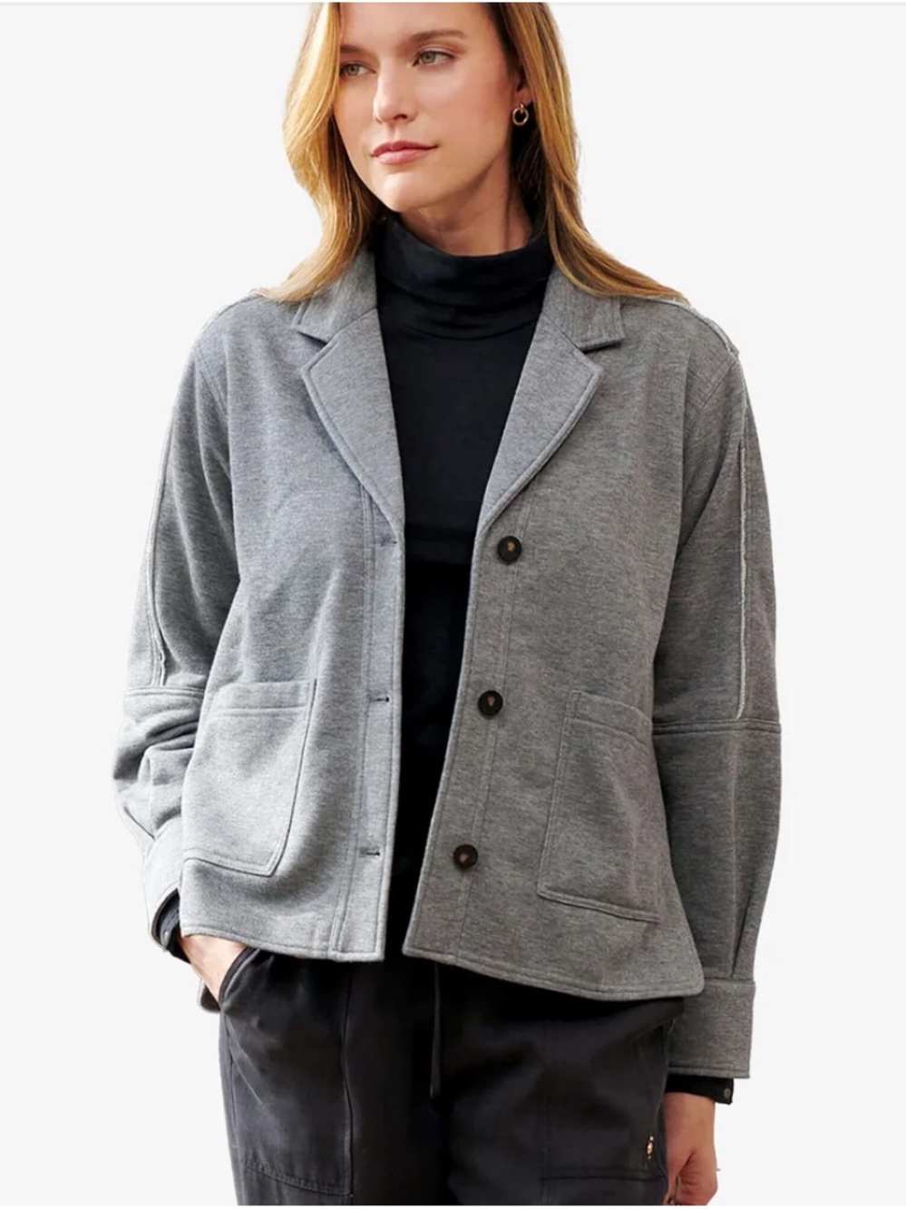 Hatley Charcoal Grey Knit Emily Relaxed Blazer Jacket - Size XL
